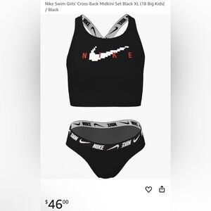 Nike Swim Girls' Cross-Back Midkini Set Black